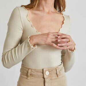 Almina Concept Lettuce Cut Long Sleeve in Light Beige
